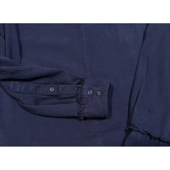 NWT Crown and Ivy Navy Blue Tencel Lyocell Button Down Top Ruffle Cuffs Size S - Picture 5 of 6